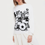 White casual round neck women's sweatshirt