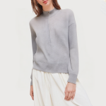 Grey stand collar zipper women's sweatshirt