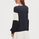 Contrast color stitching round neck women's sweatshirt