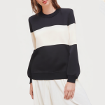 Contrast color stitching round neck women's sweatshirt