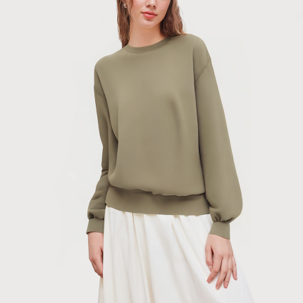 Green pure cotton comfortable women's sweatshirt