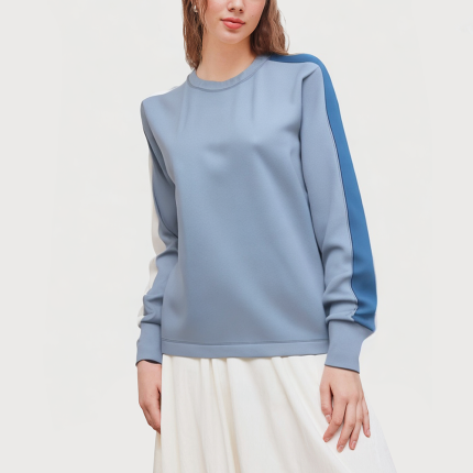 Contrast color round neck cotton women's sweatshirt