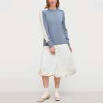 Contrast color round neck cotton women's sweatshirt