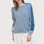Contrast color round neck cotton women's sweatshirt