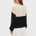 Fashionable contrast color hollow women's sweatshirt