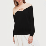 Fashionable contrast color hollow women's sweatshirt