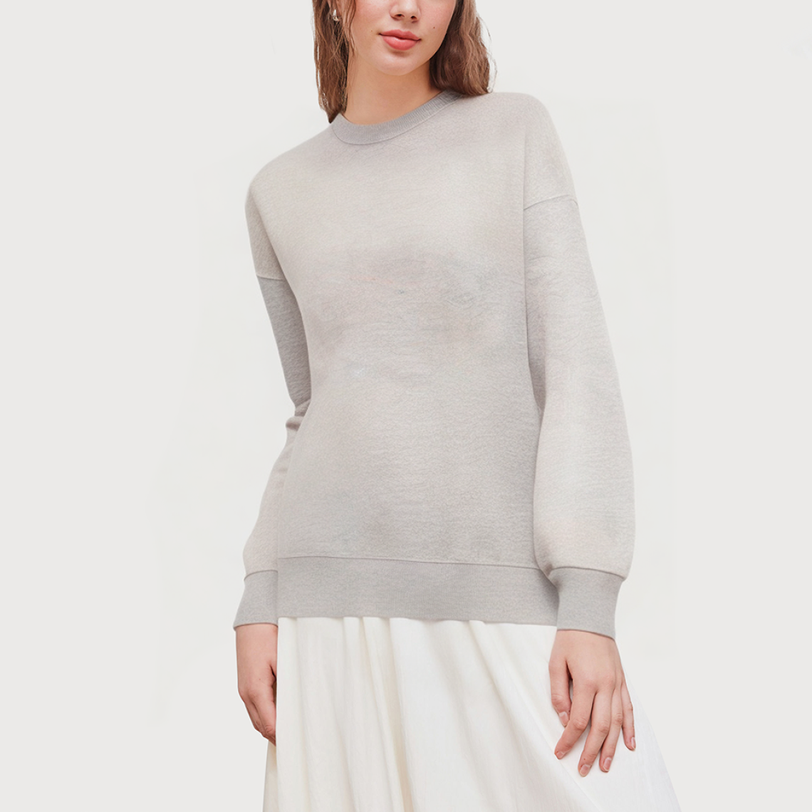 Gray round neck loose women's sweatshirt