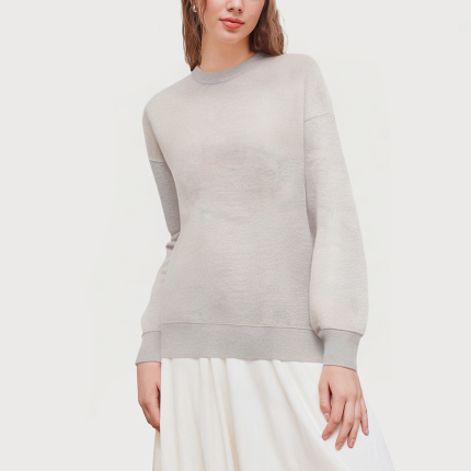 Gray round neck loose women's sweatshirt