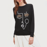 Retro round neck long sleeve women's sweatshirt