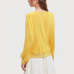 Yellow round neck long sleeve women's sweatshirt