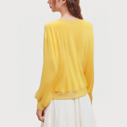 Yellow round neck long sleeve women's sweatshirt