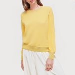 Yellow round neck long sleeve women's sweatshirt