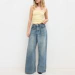Casual and versatile high-waisted women's denim trousers