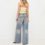 Distressed faded ripped jeans for women