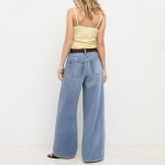 High-waisted loose-fitting all-match women's denim trousers