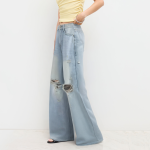 High-waisted versatile ripped jeans for women