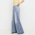 Versatile high-waisted patchwork women's denim trousers