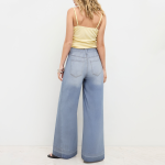Versatile high-waisted patchwork women's denim trousers