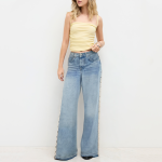 High-waisted comfortable lace women's denim trousers