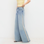 High-waisted comfortable lace women's denim trousers