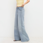 Women's fall seam detail denim trousers