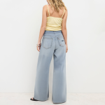 Women's fall seam detail denim trousers