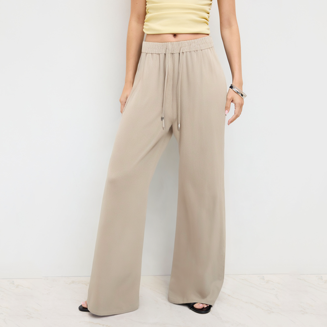 High elastic drawstring breathable women's trousers