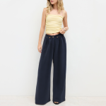 Dark blue loose women's denim trousers