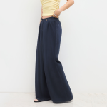 Dark blue loose women's denim trousers