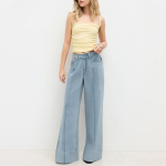High quality straight casual women's denim trousers