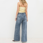 Fashionable rhinestone-embellished women's denim trousers