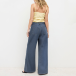 Vintage blue high waist women's denim trousers